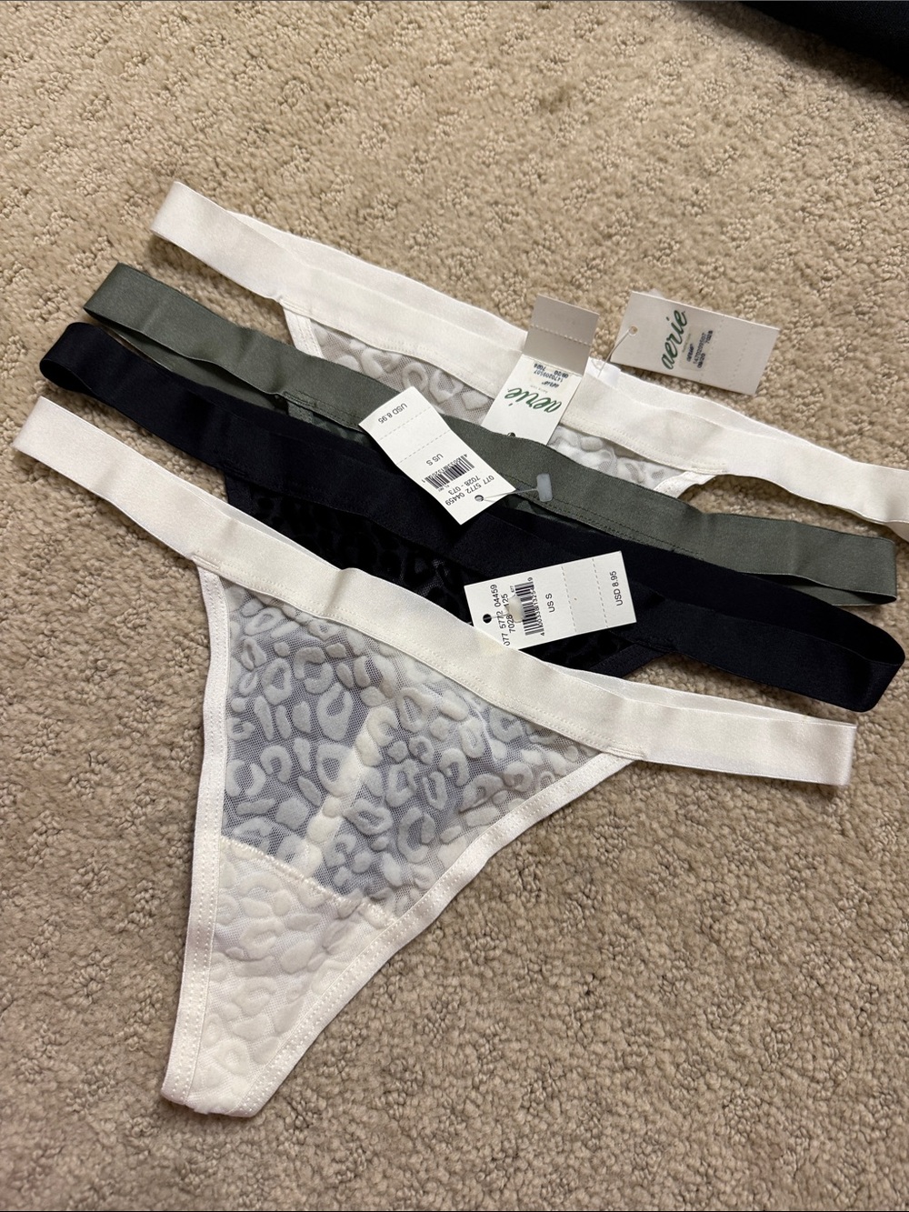 Aerie 4 Leopard Mesh Thong Set